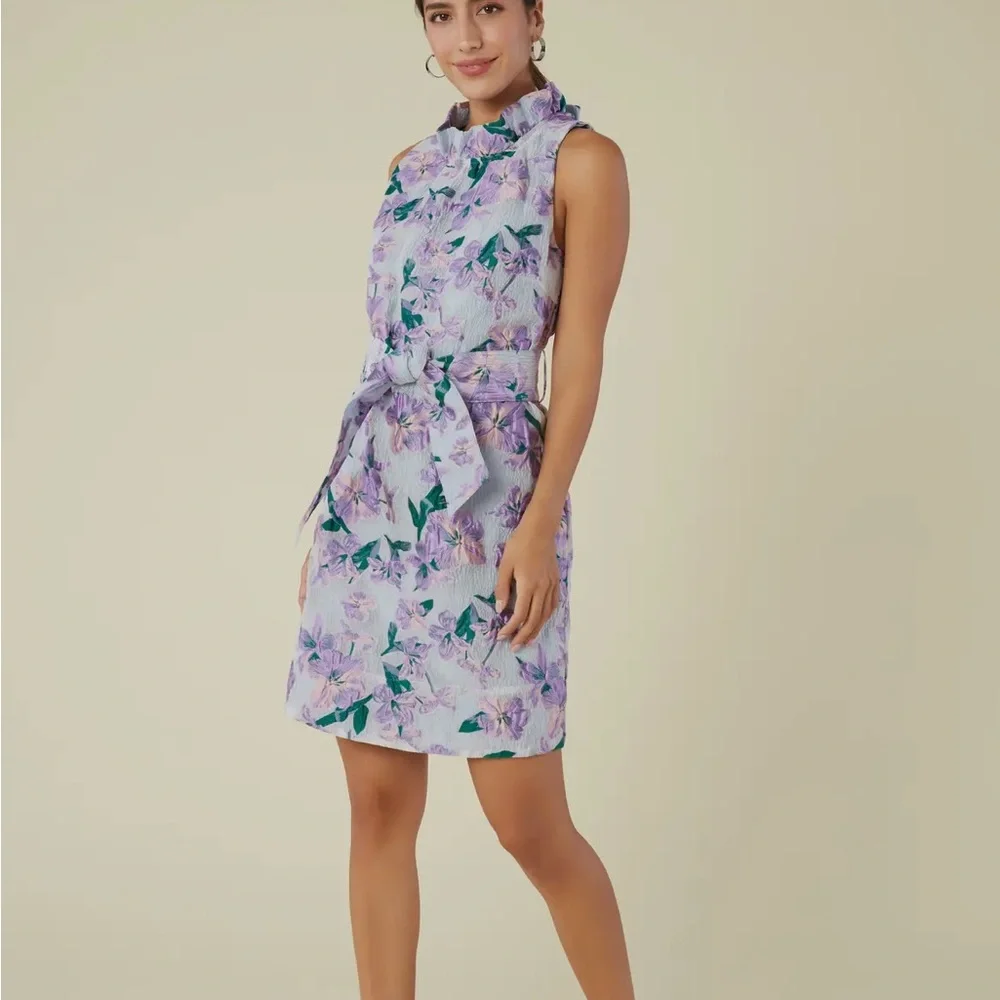 Abbey Glass Betty organza Floral Purple Dress New $265 - Picture 1 of 6